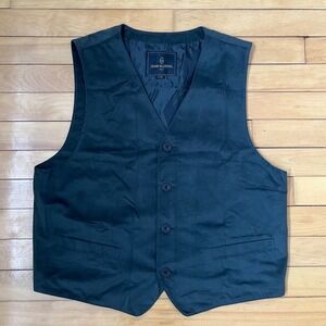 Vtg Gianni Valentino Italy Black Faux Suede Button Front Waistcoat Vest Mens L